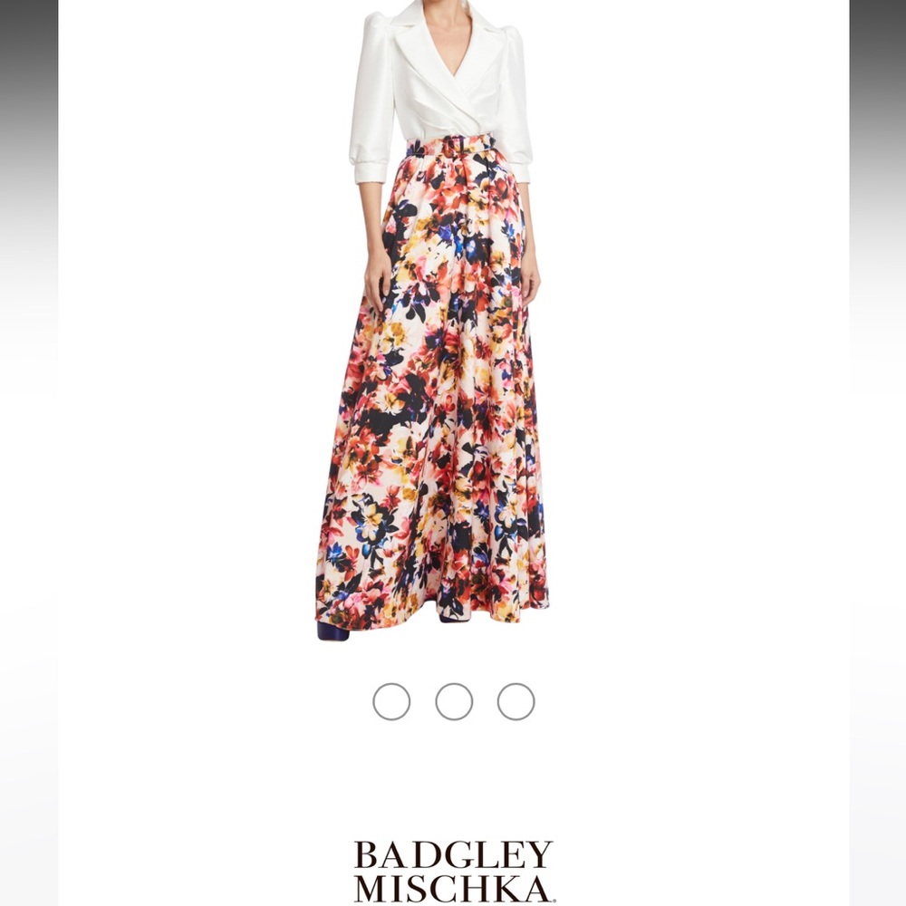 Badgley Mischka Brand
Shirt Dress with Printed Skirt used once and dry cleaned